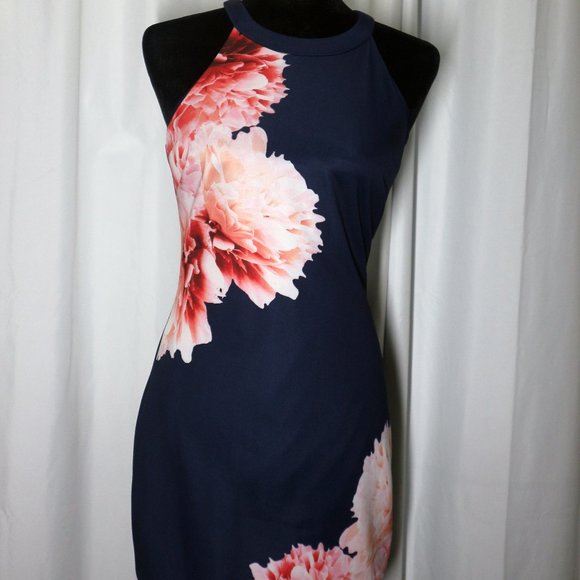 Guess Dresses & Skirts - Guess Los Angeles Floral + Navy Halter Top Dress